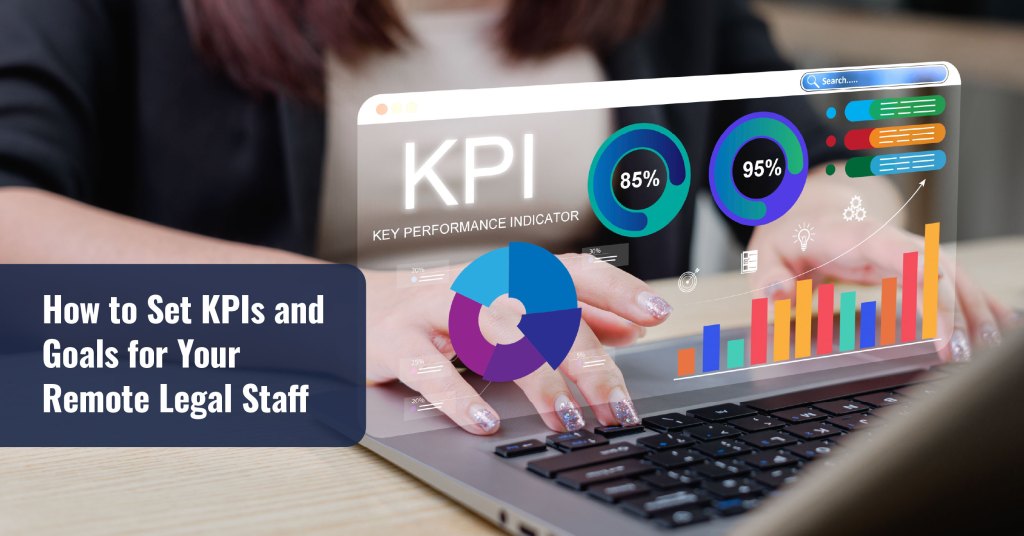 KPI framework showing goals, metrics, and targets for remote legal staff roles in a law firm.