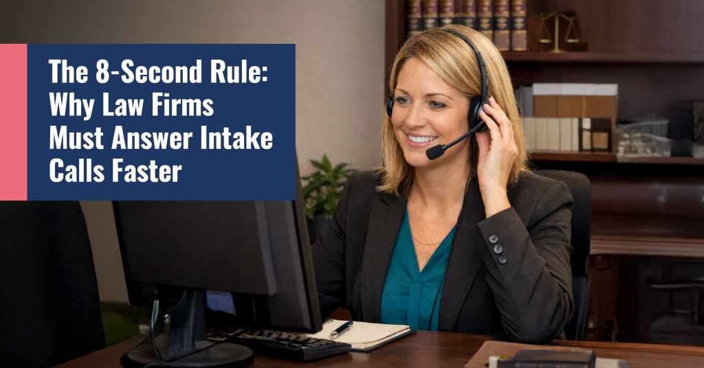 Law firm intake specialist answering a client call within 8 seconds to improve lead conversion
