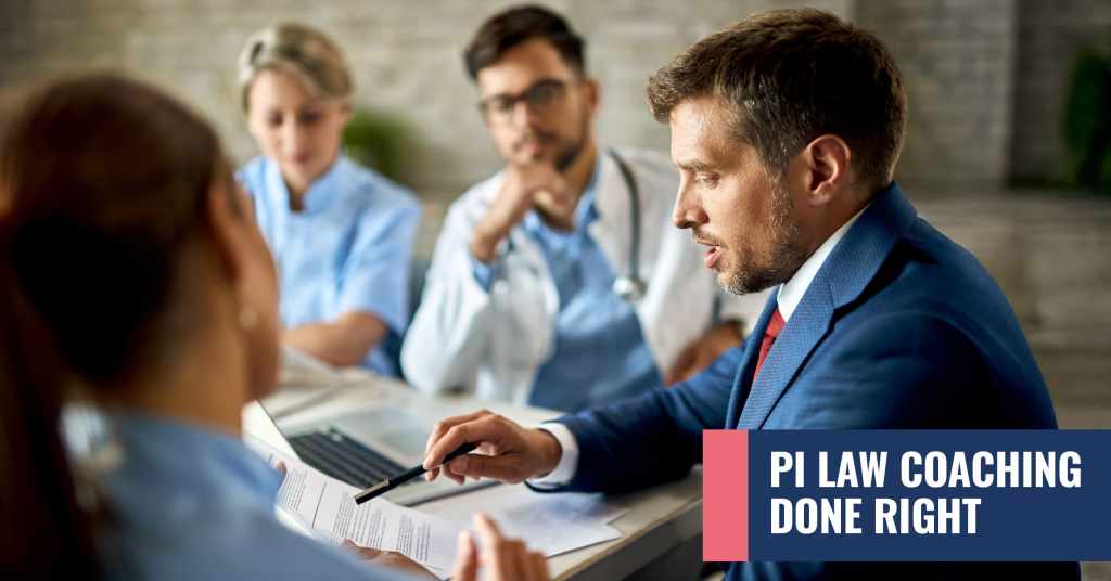 personal injury law firm team in a meeting focused on coaching, systems, and scalable growth with offshore remote legal staff.